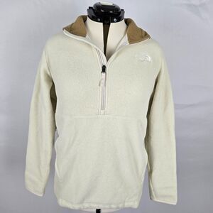 The North Face Sweater Women's Large Off White Fleece 1/4 Zip Long Sleeve